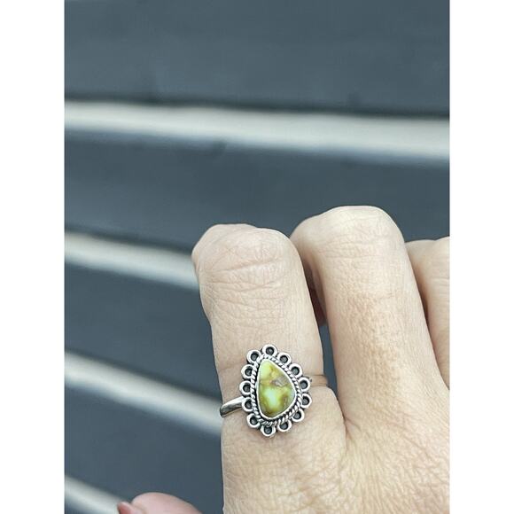 Palomino Turquoise Sterling Silver Ring Sz 8.25 Southwestern Teardrop Floral - Picture 3 of 6